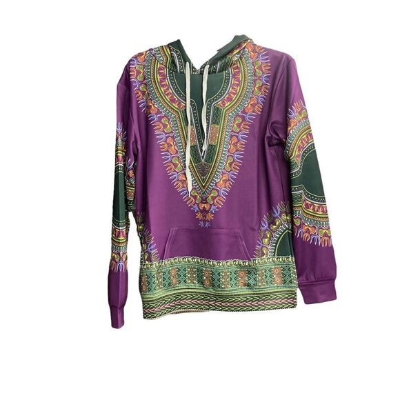 Unisex African Print Dashiki Hooded‎ Pullover Size X-Small New Without Tags - Picture 3 of 9